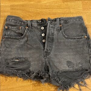Levi’s Women's Distressed Grey Denim Shorts